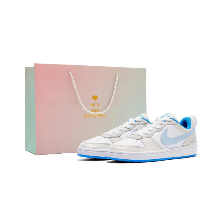 Nike Nike Court Borough Light Blue Swift Shadow Slip Resistant Abrasion Resistant Low top Skateboard Shoes Blue Brown Kids'