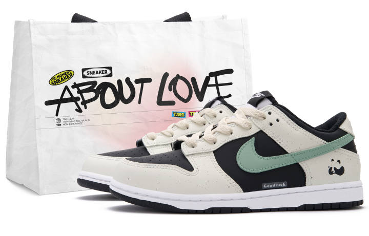 Nike Nike Dunk Green Grape Panda Slip Resistant Abrasion Resistant Low top Skateboard Shoes Black White Kids'