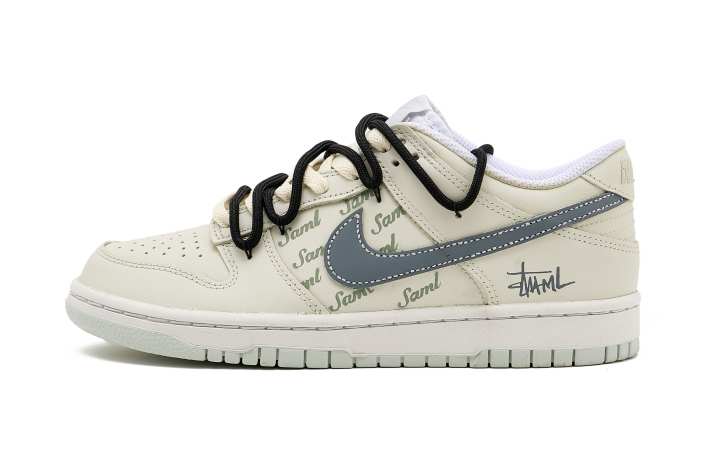 Nike Nike Dunk Light Gray Snow Mountains SAML Leather Low top Kids' Skateboarding Shoes Gray White Unisex