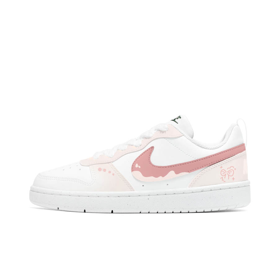 Nike Nike Court Borough Abrasion Resistant Cushioning Breathable Low top Kids' Skateboarding Shoes Pink White Teenagers