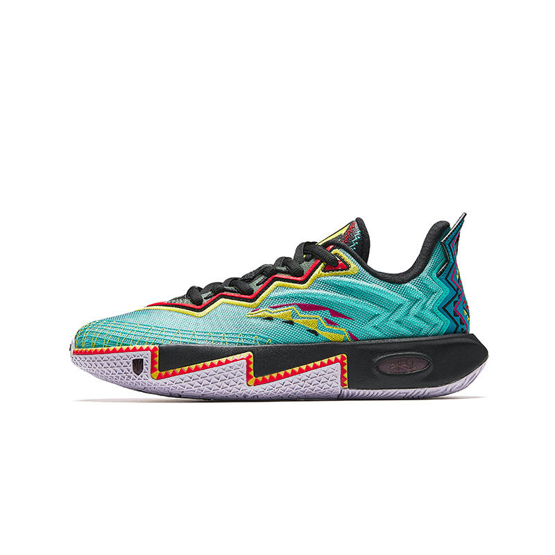 Antakids KAI 2 Slip Resistant Low top Basketball Shoes Neon Water Green/Basic Black/Fantasy Blue Unisex