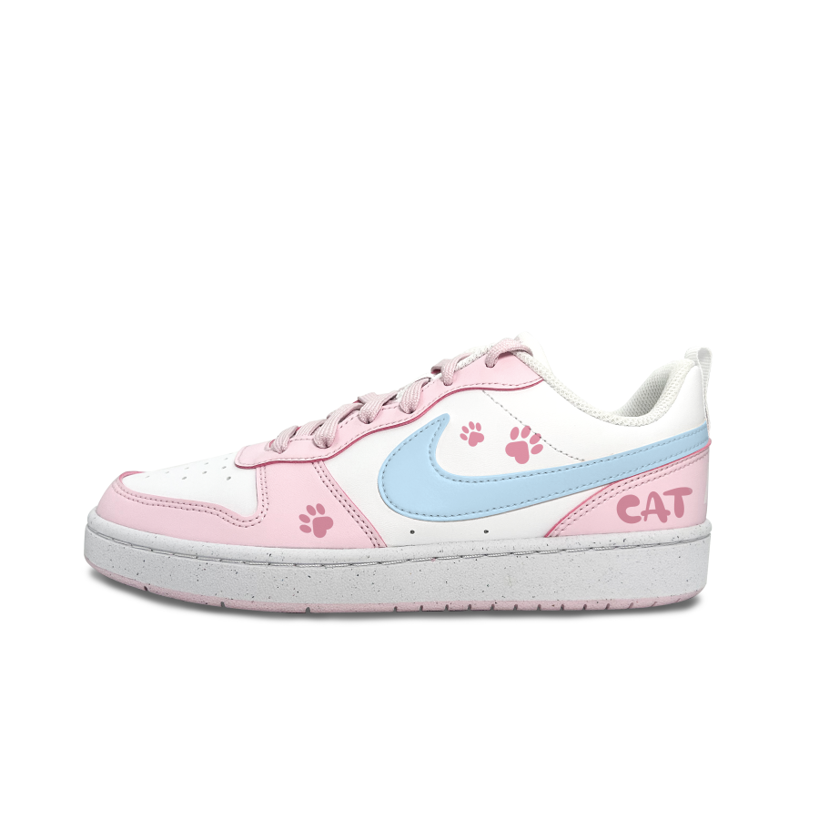 Nike Nike Court Borough Claw Print Synthetic Leather Slip Resistant Abrasion Resistant Low top Skateboard Shoes Pink White