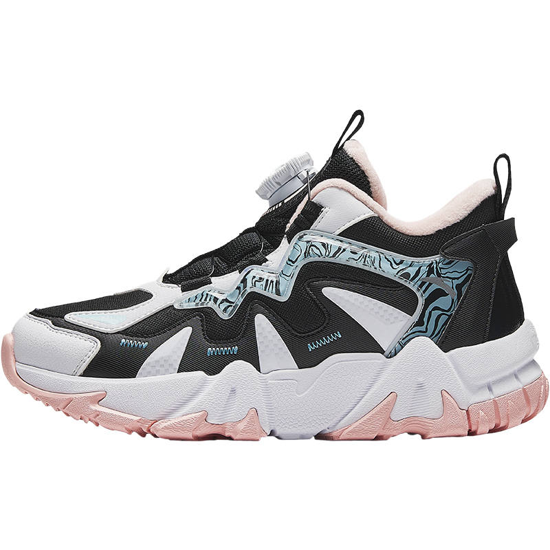 Antakids Trendy Fashion Thickened And Fleece Lined Mid top Casual Shoes Black White Teenagers