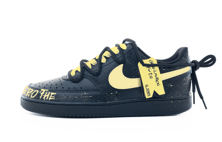 Nike Nike Court Vision 1 Deconstruction Nightfall Abrasion Resistant Low top Skateboard Shoes Men's Black Yellow