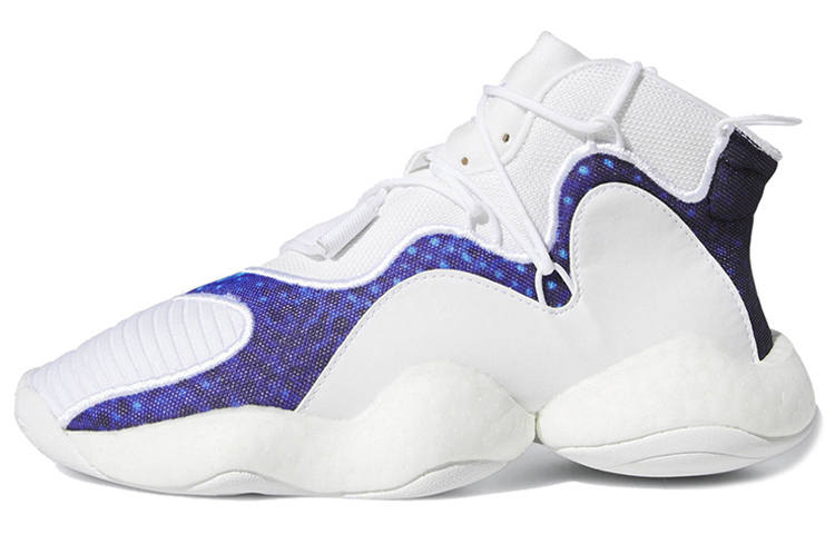 Adidas Originals Crazy BYW J Cushioning High top Children's Basketball Shoes White Blue Teenagers