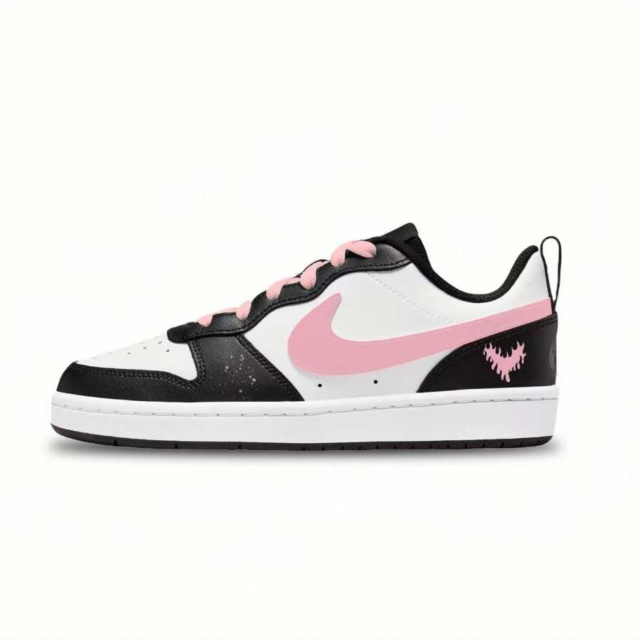 Nike Nike Court Borough Synthetic Leather Low top Kids' Skateboarding Shoes Black Pink Unisex