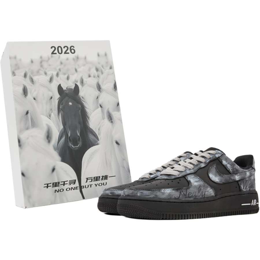 Nike Nike Air Force 1 Slip Resistant Abrasion Resistant Cushioning Low top Kids' Skateboarding Shoes Black Gray Teenagers