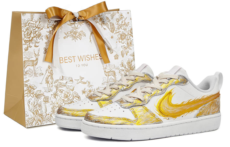Nike Nike Court Borough Black Gold Tarot, Apollo, Sun God Slip Resistant Abrasion Resistant Low top Skateboard Shoes