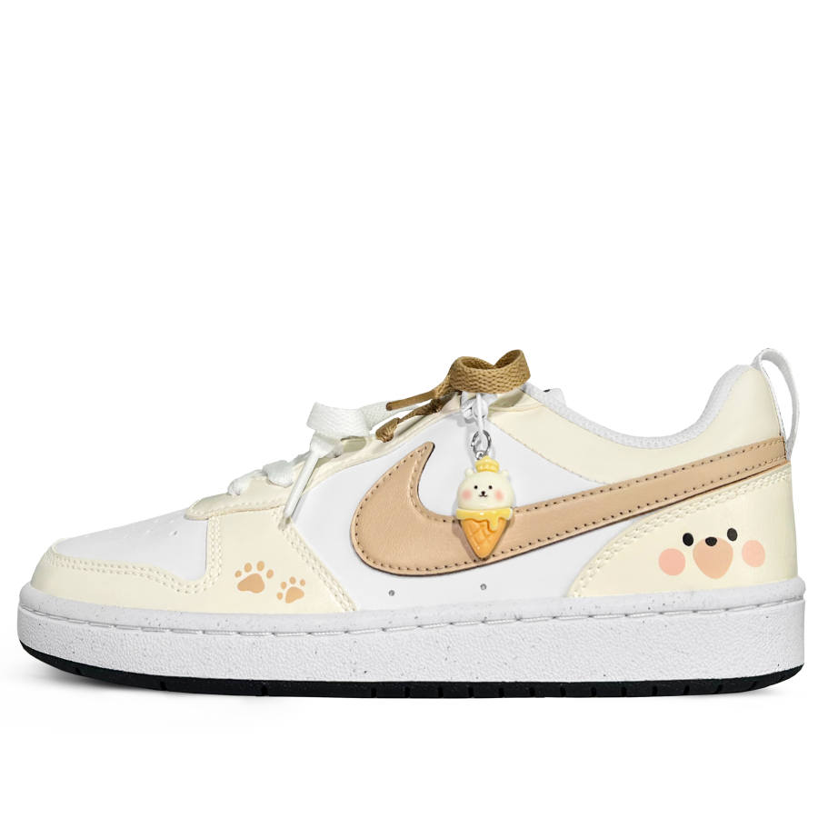 Nike Nike Court Borough Brownie The Bear Breathable Low top Kids' Skateboarding Shoes Cream Yellow Teenagers