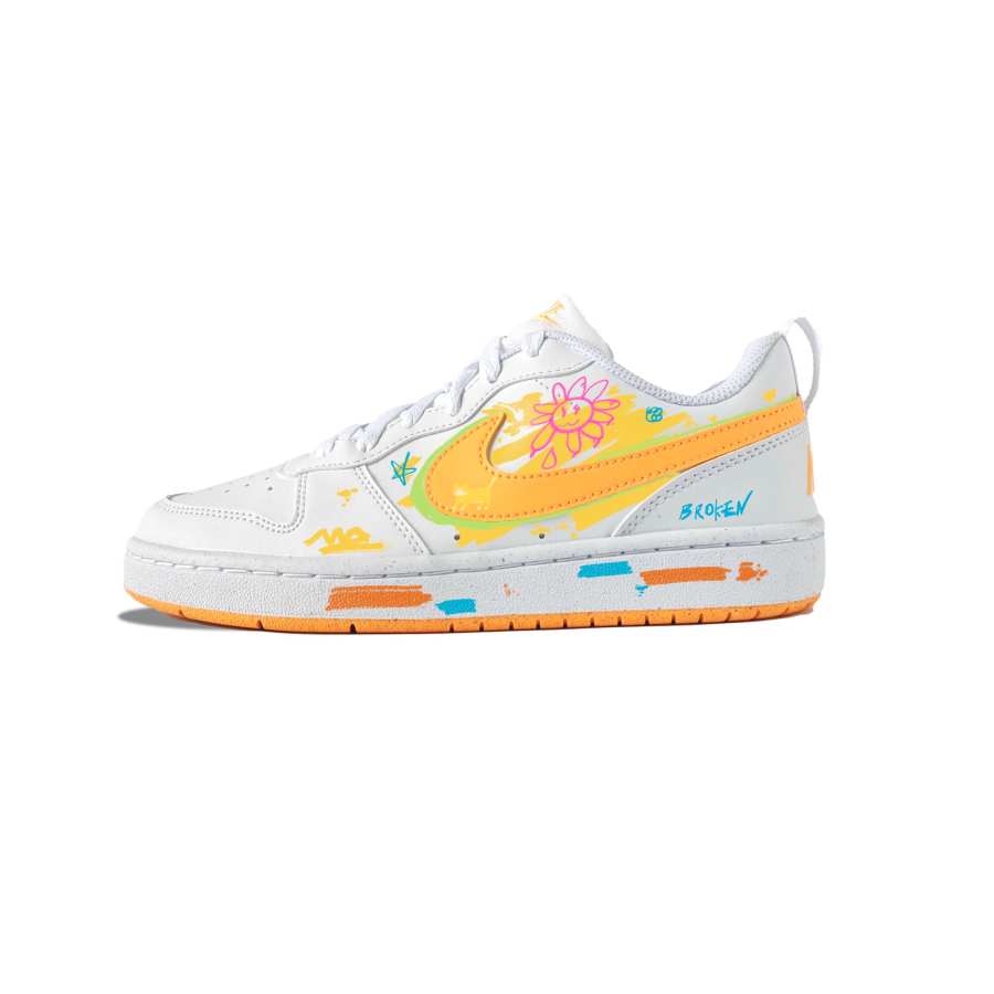 Nike Nike Court Borough Early Summer Graffiti Leather Slip Resistant Abrasion Resistant Low top Kids' Skateboarding Shoes