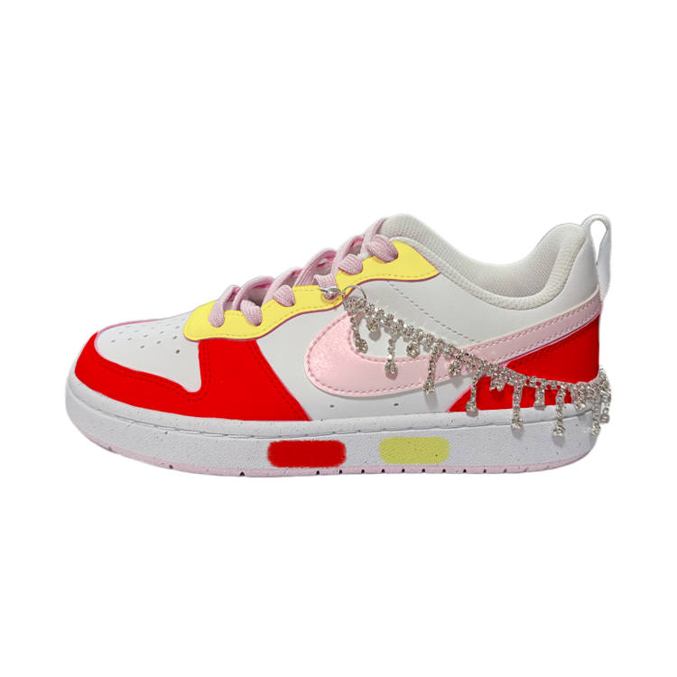 Nike Nike Court Borough French Fries Leather Low top Kids' Skateboarding Shoes Red Yellow