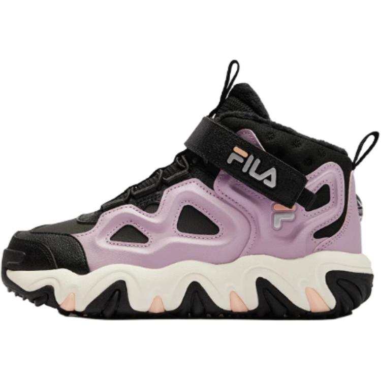 FILA KIDS Slip Resistant Abrasion Resistant High top Kids' Outdoor Shoes Black Pink Kids'