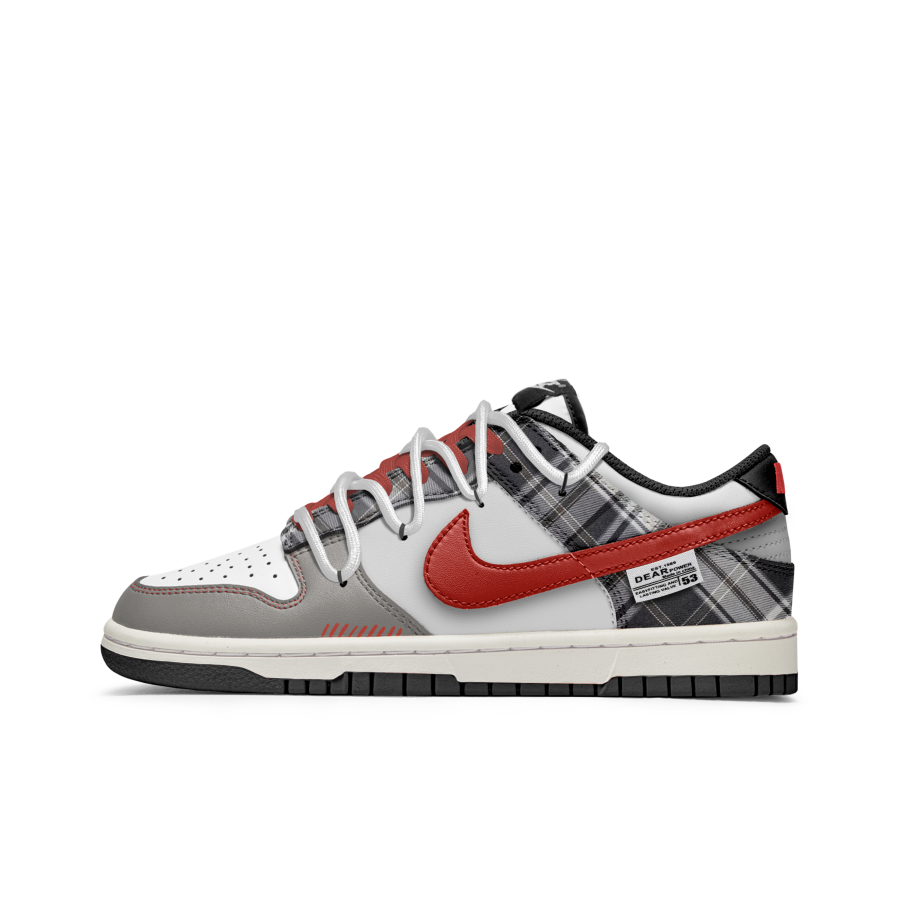 Nike Nike Dunk Red Knight Graffiti Slip Resistant Abrasion Resistant Low top Kids' Skateboarding Shoes Gray White Teenagers