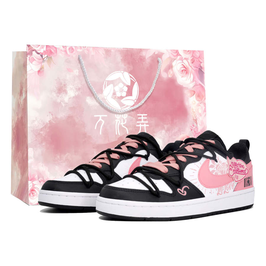 Nike Nike Court Borough Slip Resistant Low top Kids' Skateboarding Shoes Black Pink Teenagers