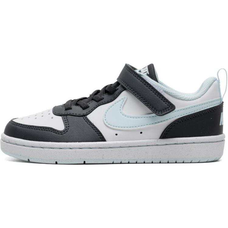 Nike Nike Court Borough Synthetic Leather Low top Kids' Skateboarding Shoes Black White Blue Children Aged 3 7 Years Old