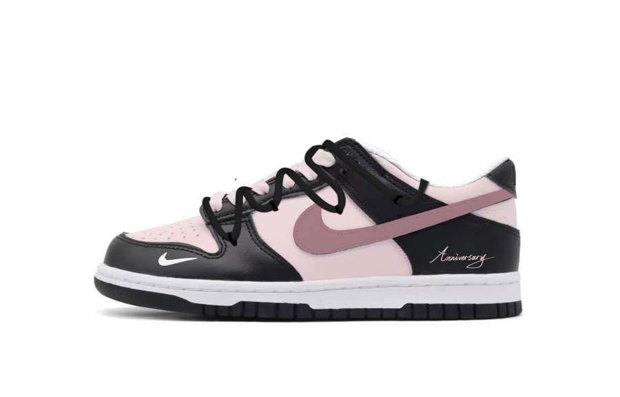 Nike Nike Dunk Leather Slip Resistant Abrasion Resistant Low top Kids' Skateboarding Shoes Black Pink Teenagers