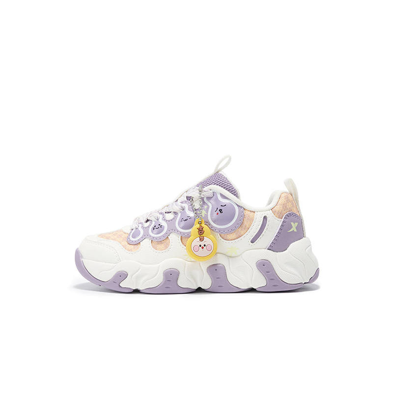 XTEP Slip Resistant Abrasion Resistant Low top Kids Lifestyle Shoes Sail White Wind Chime Purple Kids'