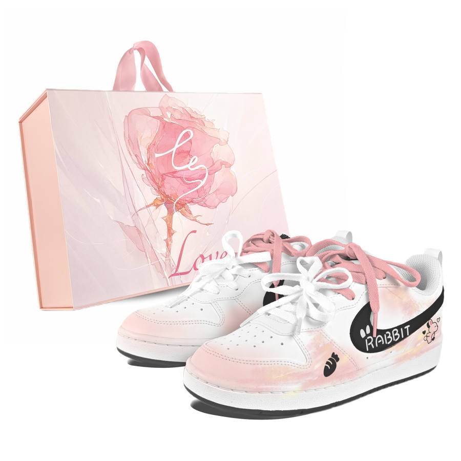 Nike Nike Court Borough Rabbit Bear Sweet Talk Abrasion Resistant Low top Kids' Skateboarding Shoes White Teenagers