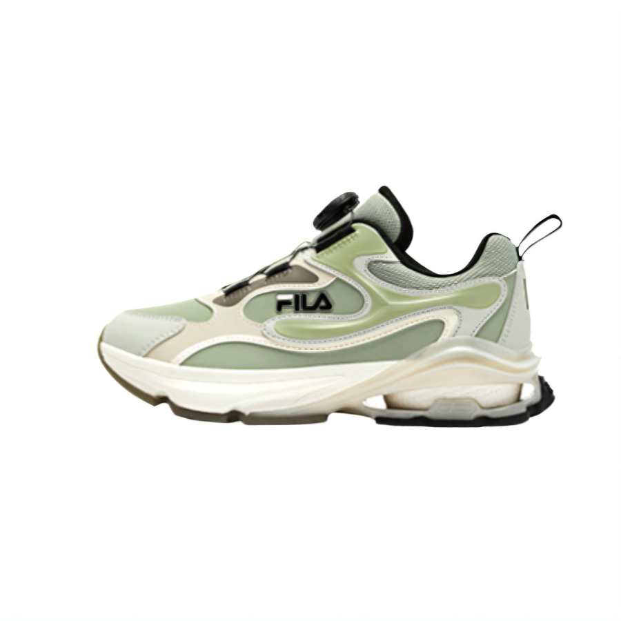 FILA KIDS BOA Slip Resistant Abrasion Resistant Low top Kids' Running Shoes Desert Sage Green Mist Pearl Gray Teenagers