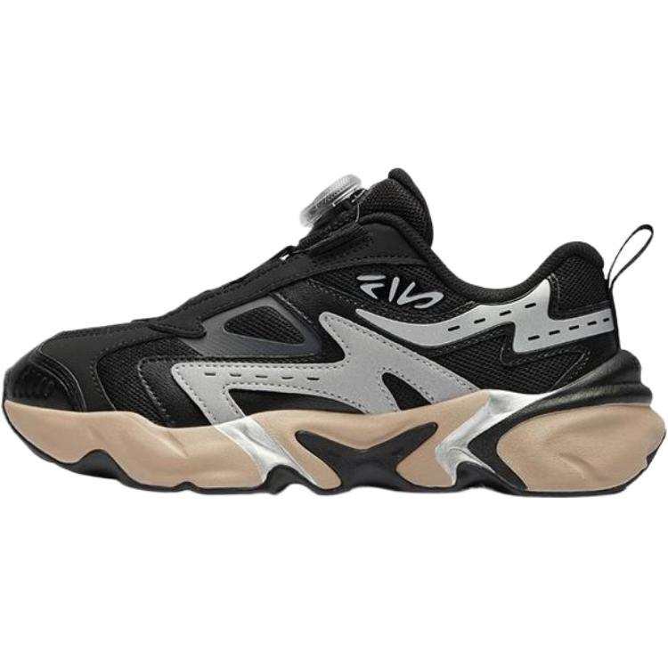 FILA KIDS Spark Roller Skates Abrasion Resistant Lightweight Cushioning Low top Kids' Running Shoes Black/Soil Brown