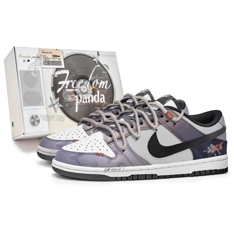 Nike Nike Dunk Re Release Slip Resistant Abrasion Resistant Low top Kids' Skateboarding Shoes Purple White Teenagers