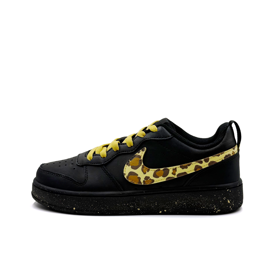 Nike Nike Court Borough Leaping Cloud Leopard Slip Resistant Low top Kids' Skateboarding Shoes Black Teenagers