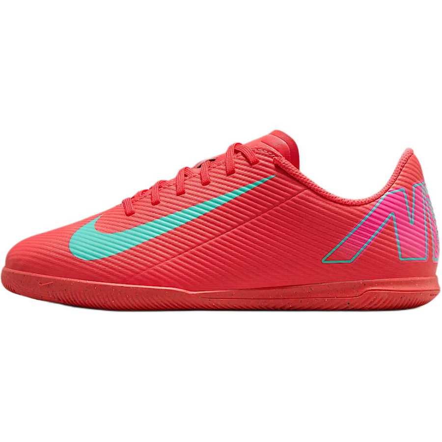 Nike Nike Mercurial Vapor 16 Club Slip Resistant Abrasion Resistant Low top Kids' Soccer Shoes Ash Red/Aurora Green Kids'