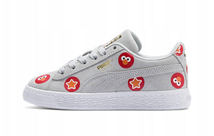 PUMA Suede 50 Suede Badge Ps Casual Lightweight Balance Low top Kids' Skateboarding Shoes Gray
