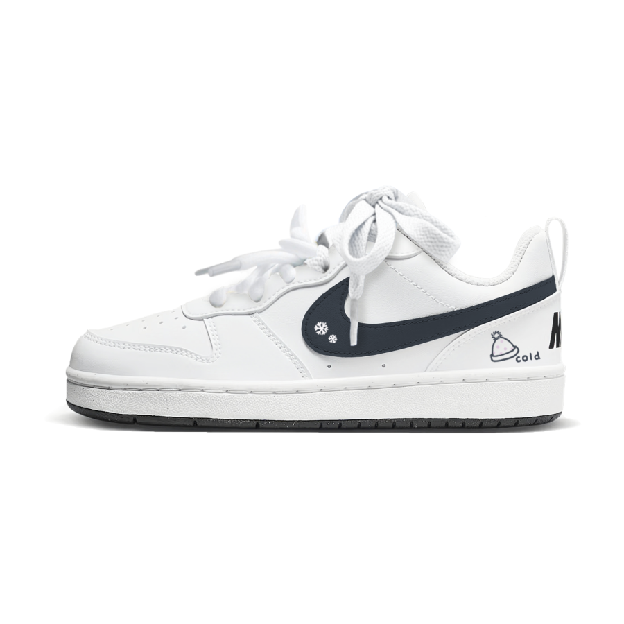 Nike Nike Court Borough Pure White Winter Ballad Synthetic Leather Abrasion Resistant Abrasion Resistant Low top