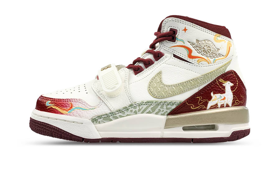 Jordan Jordan Legacy 312 Slip Resistant Cushioning High top Children's Basketball Shoes Red White Teenagers