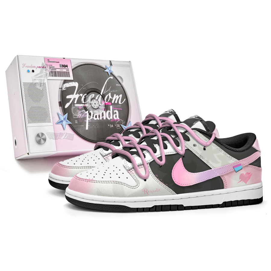 Nike Nike Dunk Slip Resistant Lightweight Cushioning Low top Kids' Skateboarding Shoes Pink Black Teenagers