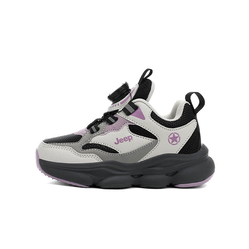 Jeep Running Collection Slip Resistant Lightweight Cushioning Low top Running Shoes Black Purple Kids'