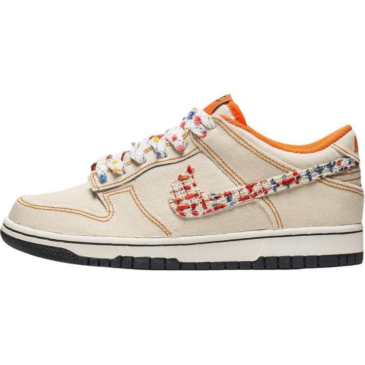 Nike Nike Dunk Beige Orange Chanel Inspired Leather Slip Resistant Low top Kids' Skateboarding Shoes Unisex