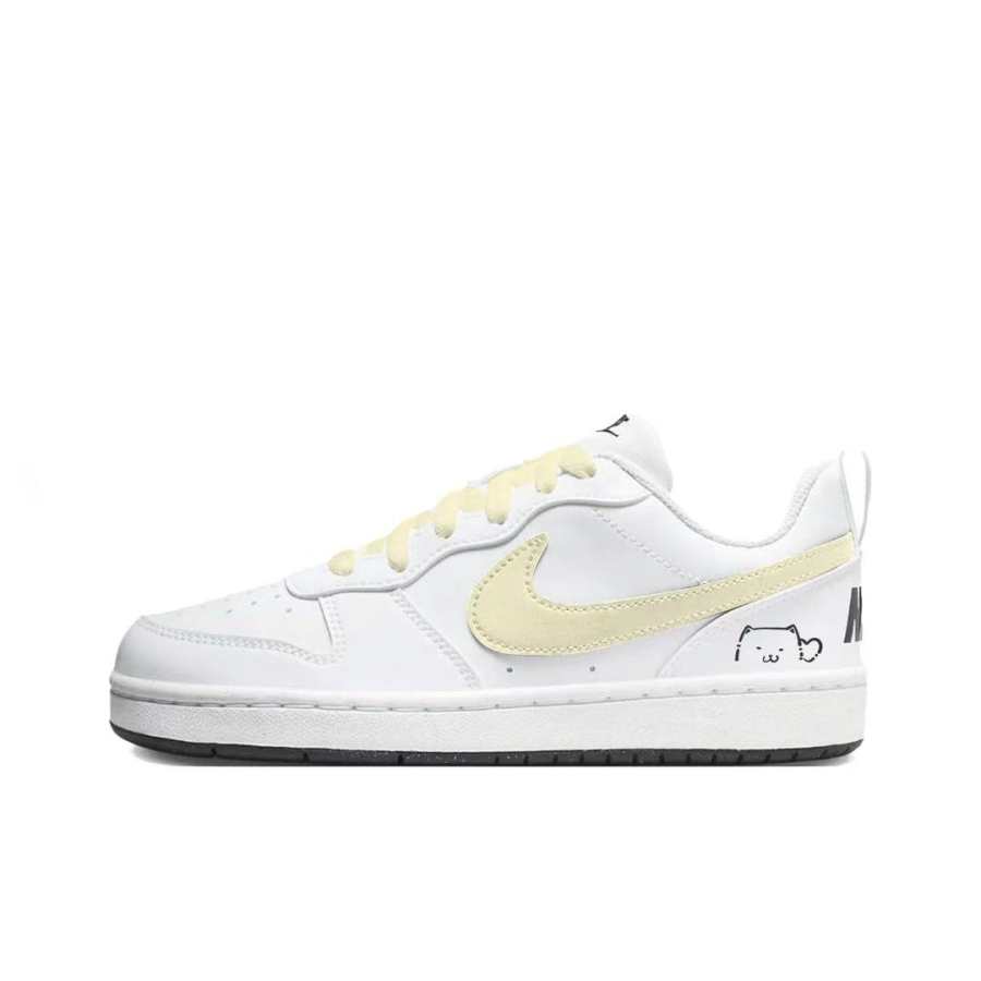 Nike Nike Court Borough Custard Cat Synthetic Leather Abrasion Resistant Low top Kids' Skateboarding Shoes Yellow Teenagers