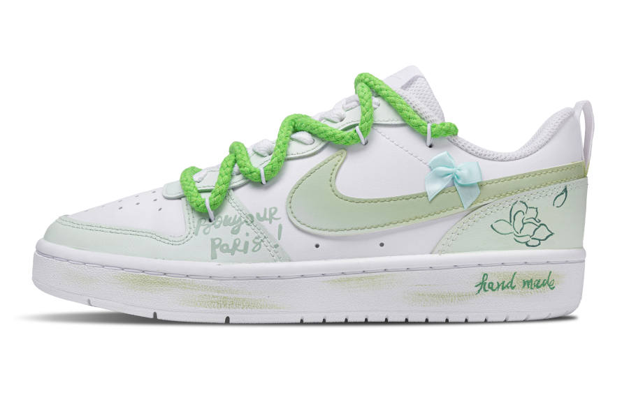 Nike Nike Court Borough Leather Low top Kids' Skateboarding Shoes White Green Teenagers