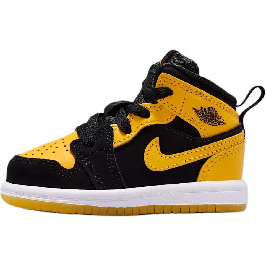 Jordan Jordan Air Jordan 1 Abrasion Resistant Abrasion Resistant Mid top Toddler Shoes Black/White/Yellow Infant And Toddler
