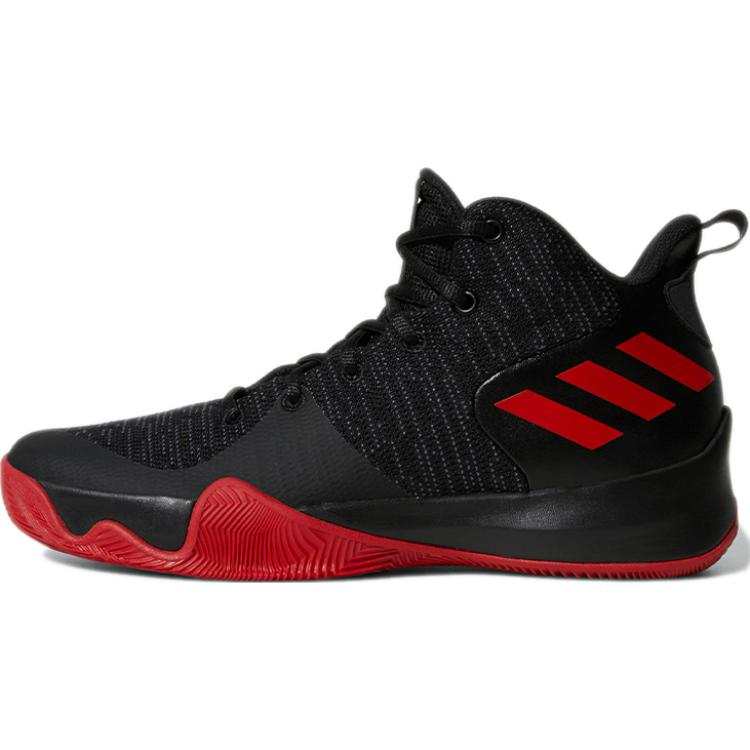 Adidas Adidas Explosive Flash Slip Resistant Abrasion Resistant Mid top Children's Basketball Shoes Black Red Kids'