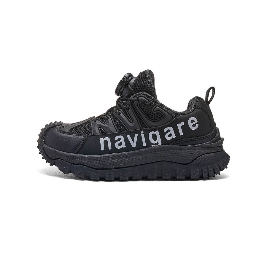 NAVIGARE Small Sailboat Synthetic Leather, Textile Anti Kick Anti kick Low top Outdoor Shoes Black Kids'