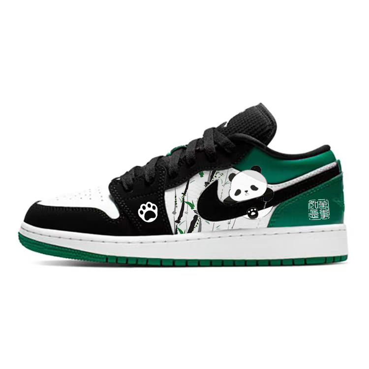 Jordan Jordan Air Jordan 1 Slip Resistant Abrasion Resistant Low top Children's Basketball Shoes Green Teenagers