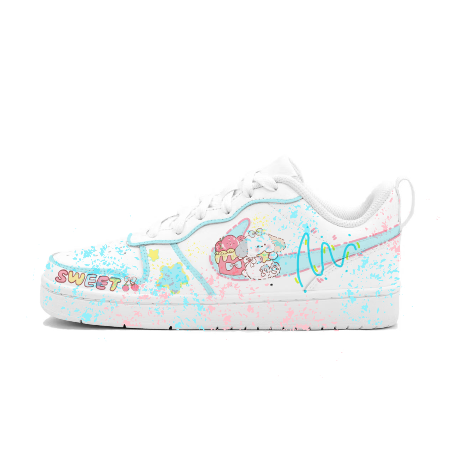 Nike Nike Court Borough Strawberry Puppy Synthetic Leather Slip Resistant Abrasion Resistant Cushioning Low top