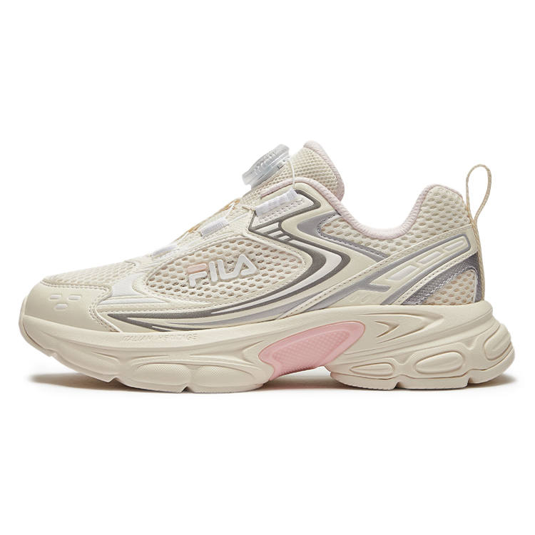 FILA KIDS Pegasus Shoes Lightweight Cushioning Low top Kids' Running Shoes Milk White/Space Silver