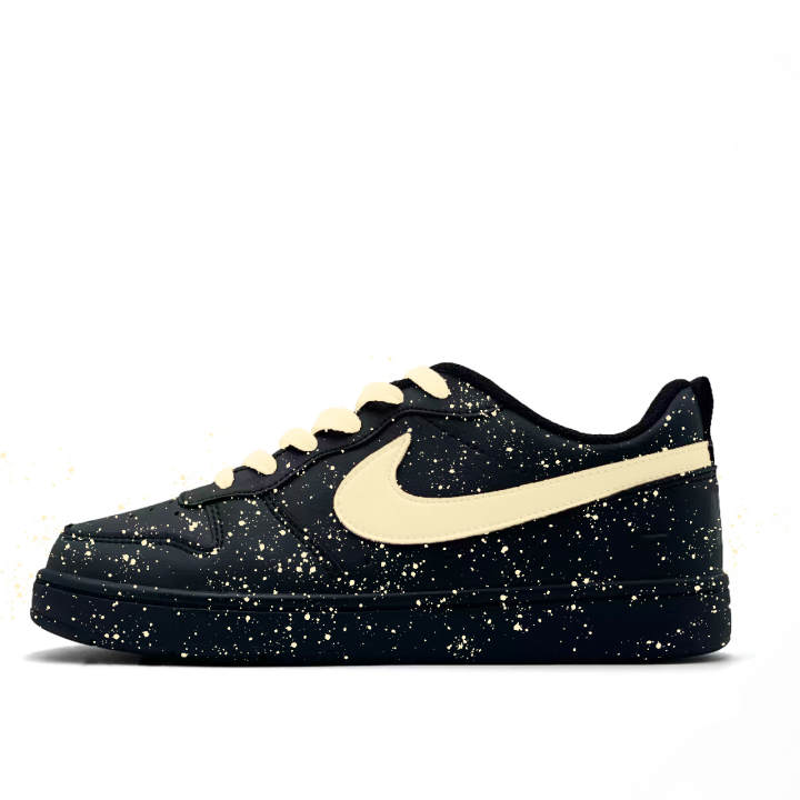 Nike Nike Court Borough Black Tide Yellow Mango Leather Abrasion Resistant Slip Resistant Abrasion Resistant Slip Resistant