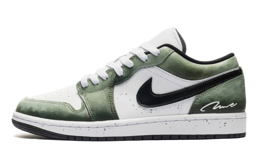 Jordan Jordan Air Jordan 1 Heart Of The Low Forest Leather Low top Children's Basketball Shoes Green Teenagers