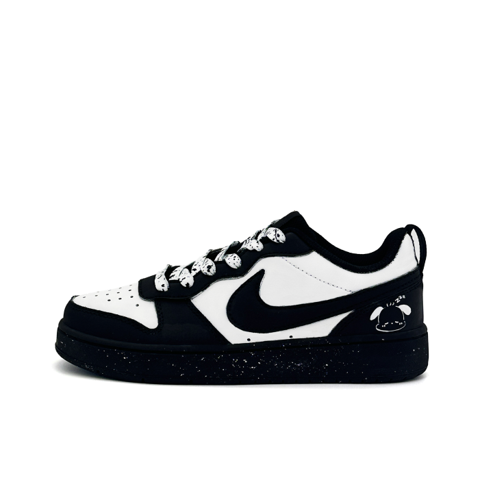 Nike Nike Court Borough Dazzling Milk Dog Leather Slip Resistant Slip Resistant Low top Kids' Skateboarding Shoes Black