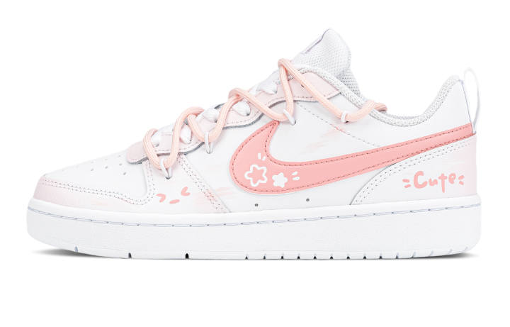 Nike Nike Court Borough Silk Chiffon Summer Peach Slip Resistant Abrasion Resistant Low top Kids' Skateboarding Shoes Pink