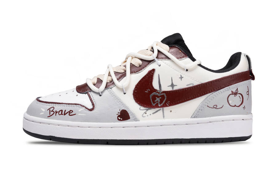 Nike Nike Court Borough White Rainbow Leather Abrasion Resistant Kids' Skateboarding Shoes Unisex