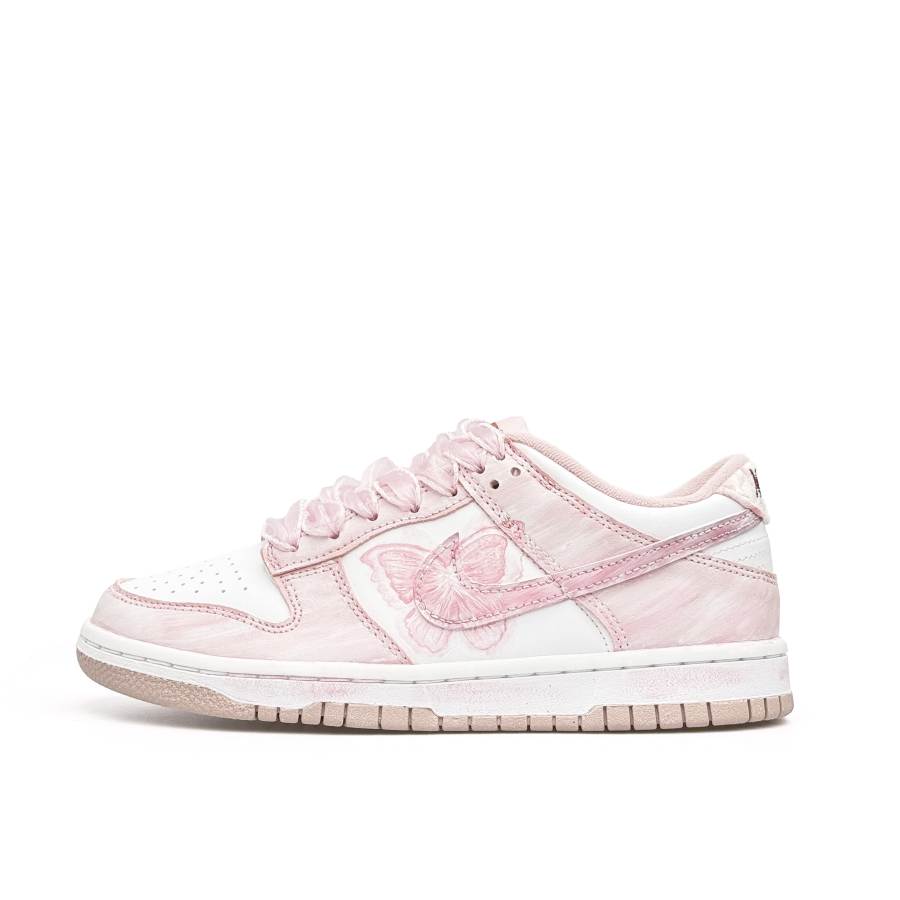 Nike Nike Dunk Pink Velvet Abrasion Resistant Low top Kids' Skateboarding Shoes White Pink Teenagers