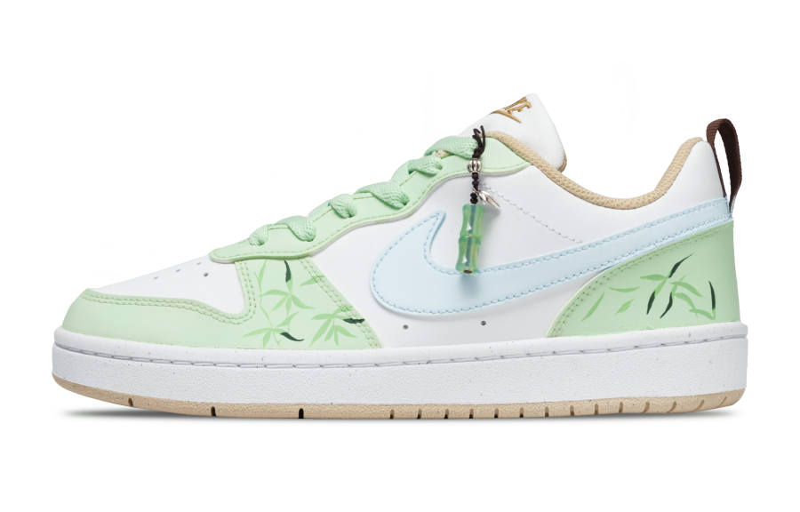 Nike Nike Court Borough Synthetic Leather Slip Resistant Abrasion Resistant Low top Kids' Skateboarding Shoes Light Green