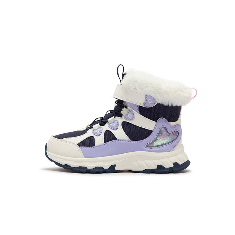 XTEP Synthetic Leather Trendy Abrasion Resistant Thermal Kids' Boots Dark Purple Kids'