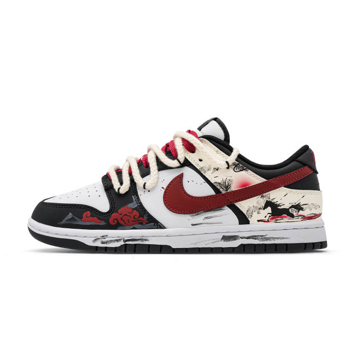 Nike Nike Dunk Flame And Ink Cushioning, Wear Resistant Low top Skateboard Shoes Men's Dark Red 2025
